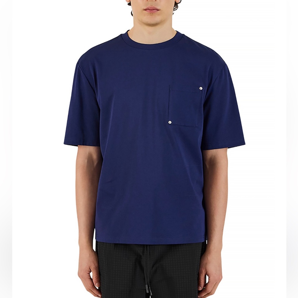 Krost Men's Navy Blue Oversized 100% Cotton Rivet Pocket T-Shirt Size Large NWT